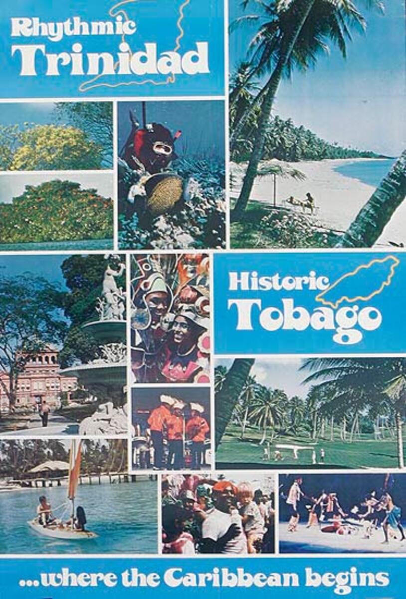 Trinidada and Tobago Original Travel Poster Rythmic Historic