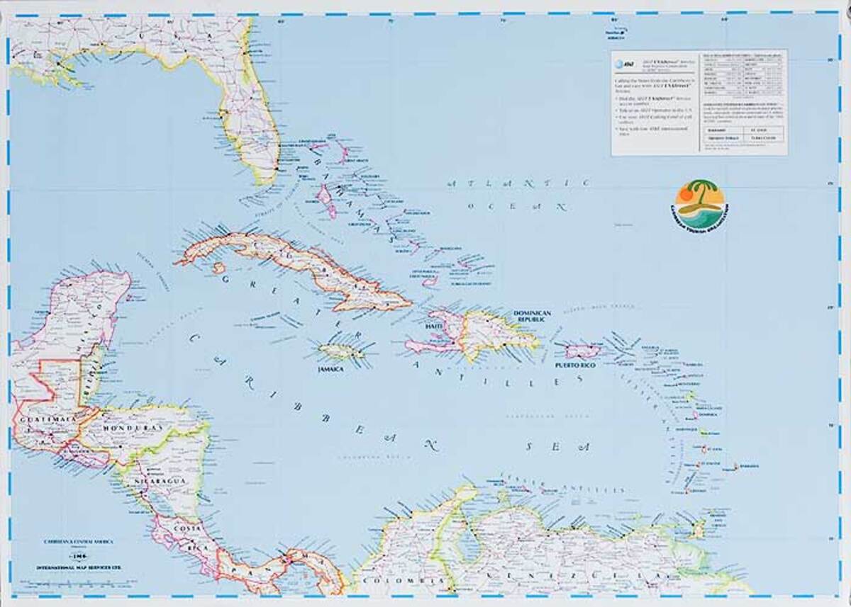 Caribbean Tourism Association Original Travel Map Poster