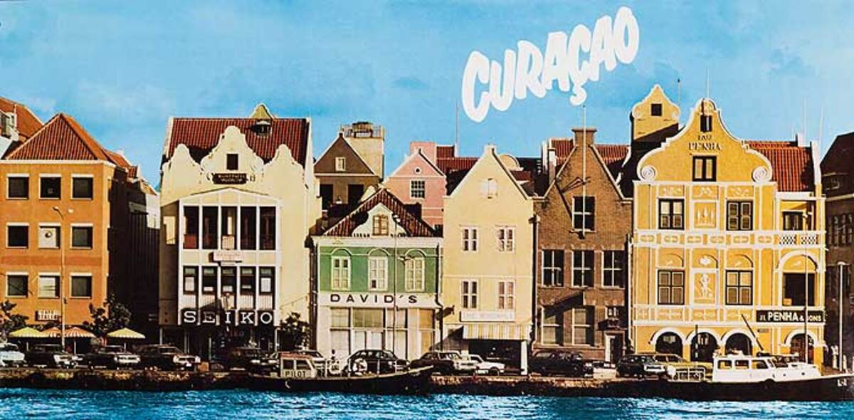 Curacao Original Travel Poster Dockside Photo
