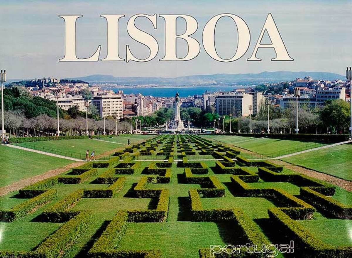 Lisbon Portugal Original Travel Poster Gardens