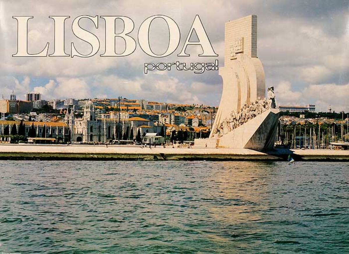 Lisbon Portugal Original Travel Poster Harbor