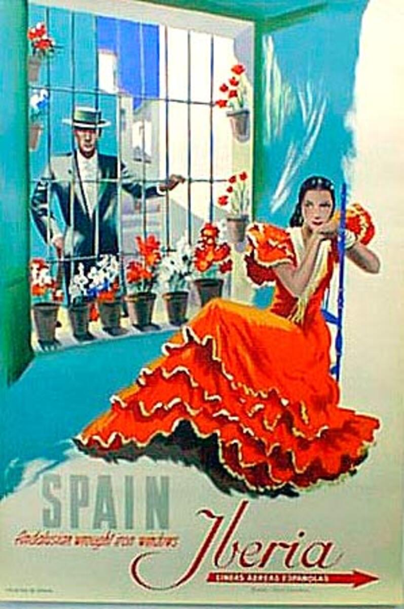 Andalusia Windows Spain Original Travel Poster 
