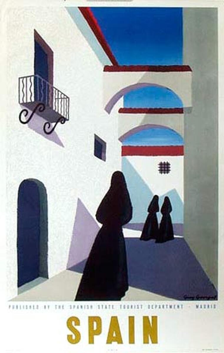 Spain Original Travel Poster Women in Black