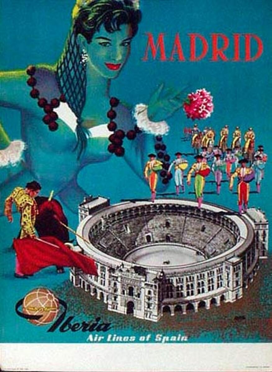 Spain Original Travel Poster Madrid Iberia