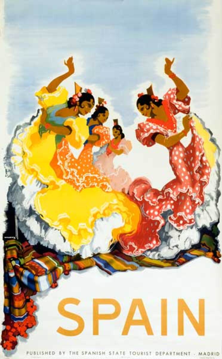 Spain Flamenco Dancers Original Travel Poster