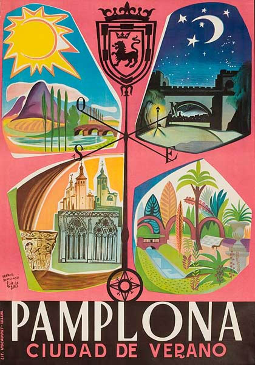 Pamplona Cuidad de Verano Original Spanish Travel Poster