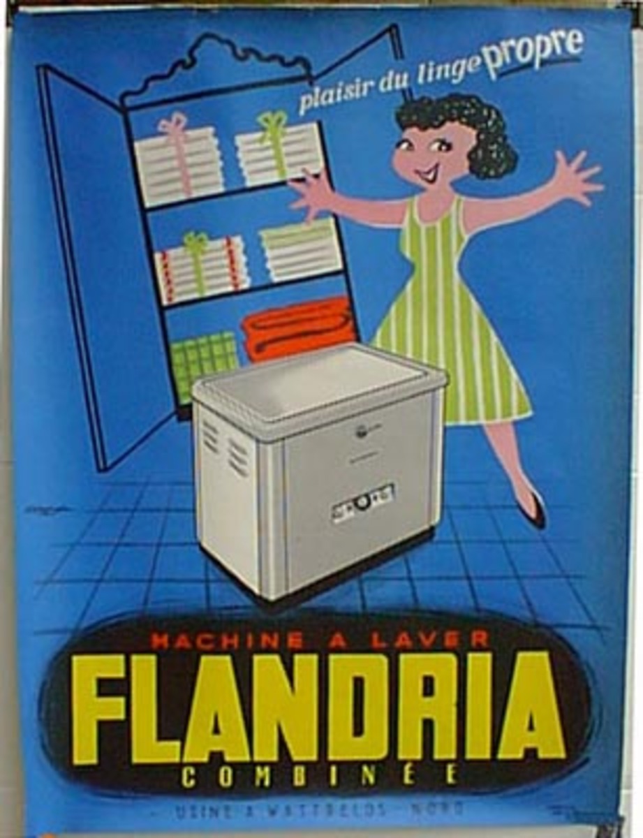 Flandria Washing Machine Original Vintage Poster