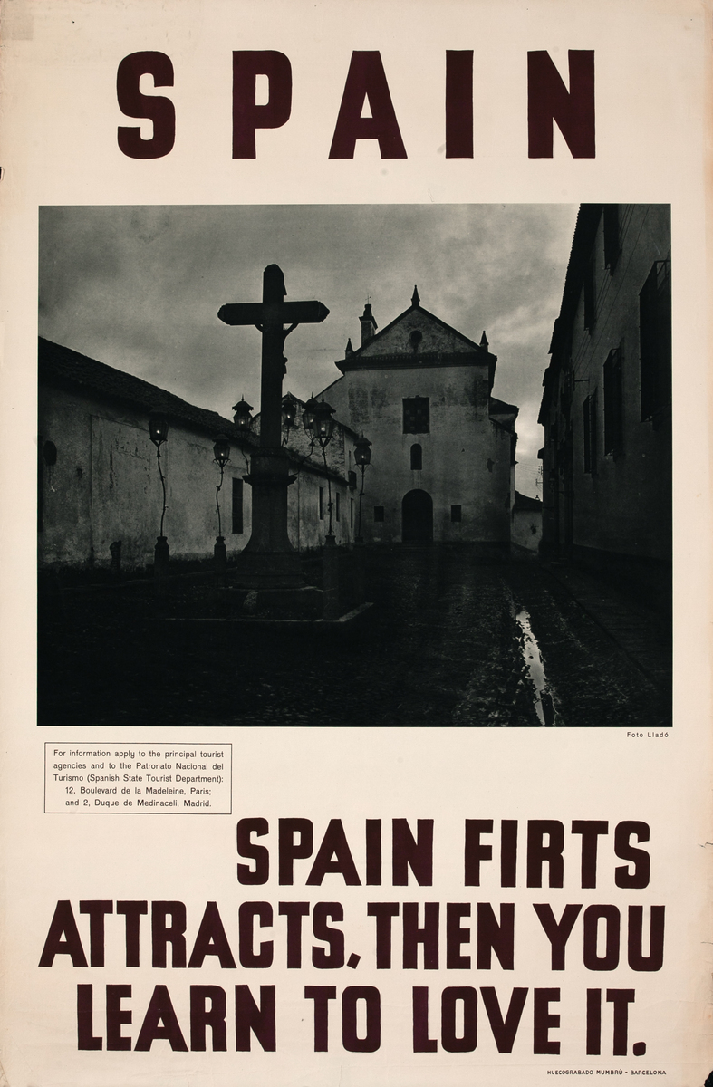Spain First Attracts, Then You Learn to Love It  Original Spanish Travel Poster