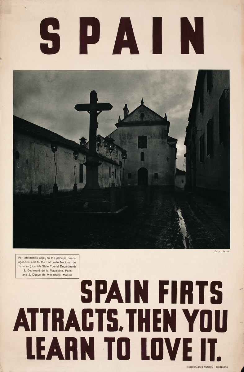 Spain First Attracts, Then You Learn to Love It Original Spanish Travel Poster