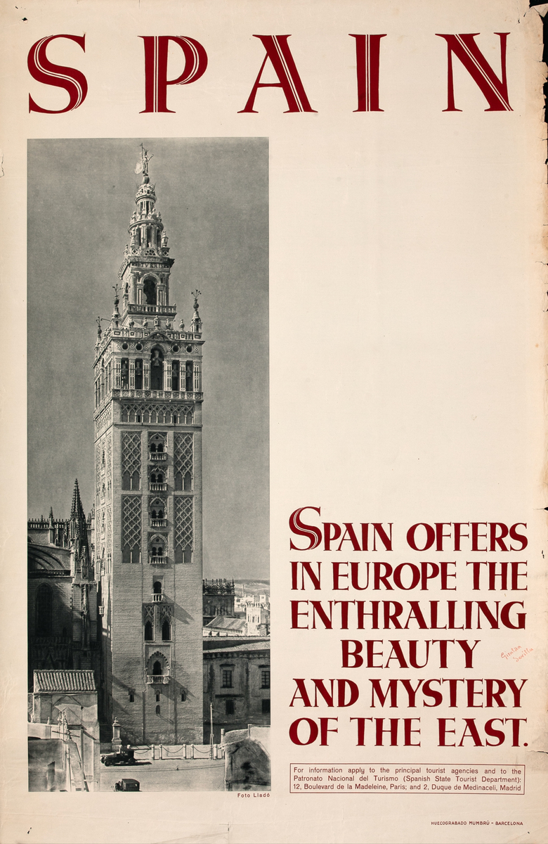 Spain Offers in Europe the Enthralling Beauty and Mystery of the East Original Spanish Travel Poster