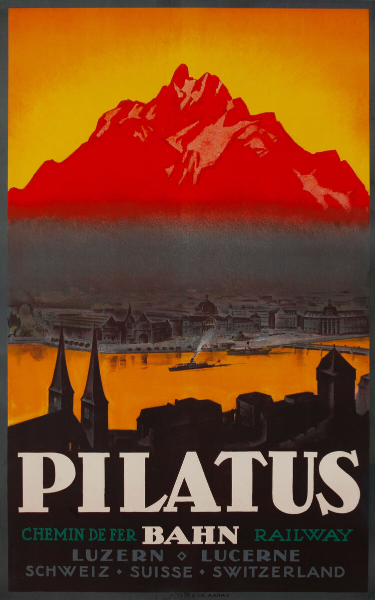 Pilatus Bahn Lucerne Original Swiss Travel Poster