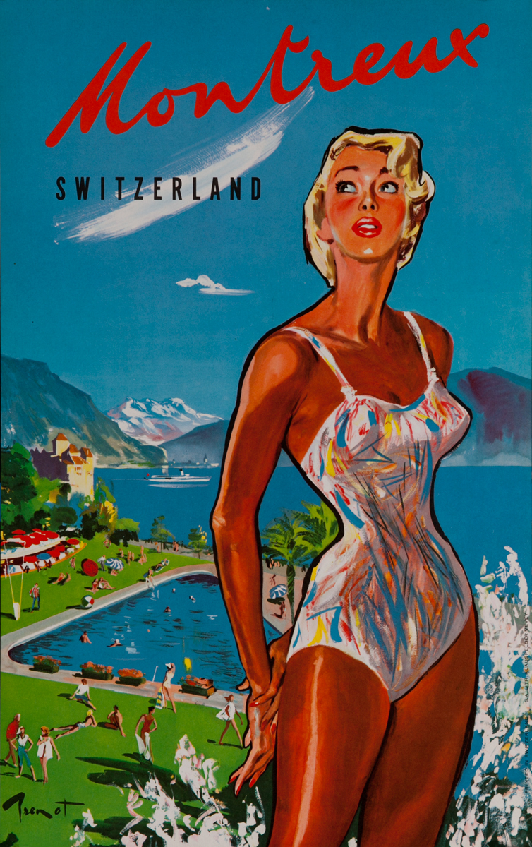 Montreux Original Swiss Travel Poster 