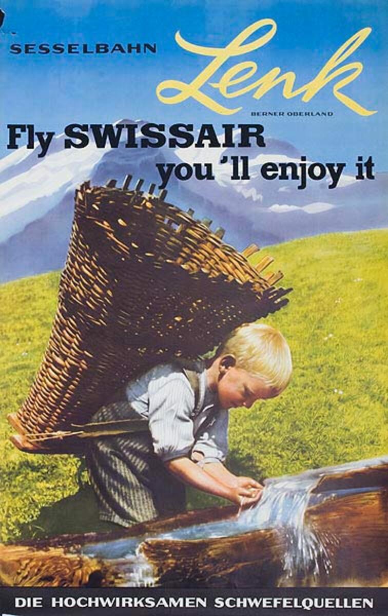 Lenk Fly Swissair you'll enjoy it Original Swiss Travel Poster