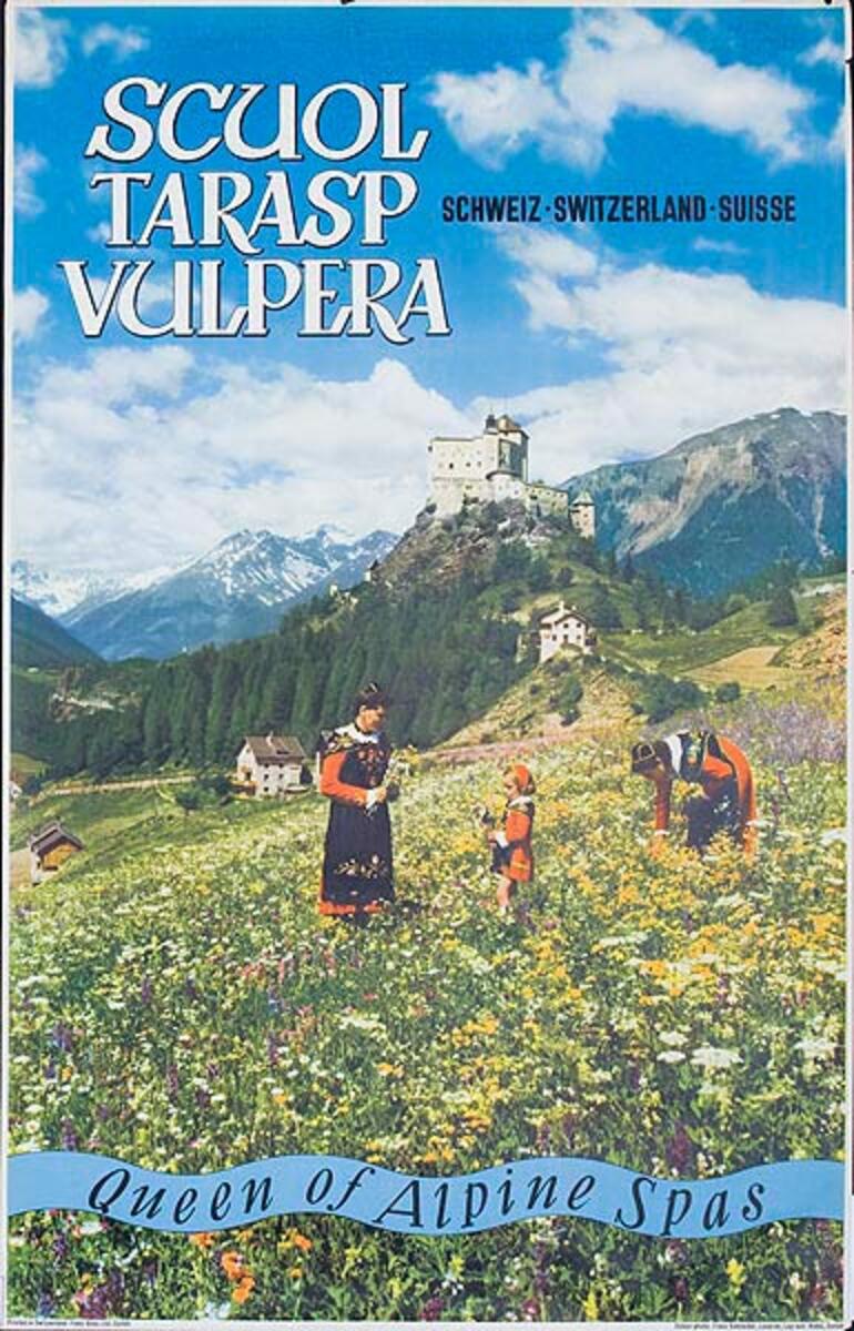 Scuol Tarasp Vulpera Original Swiss Travel Poster