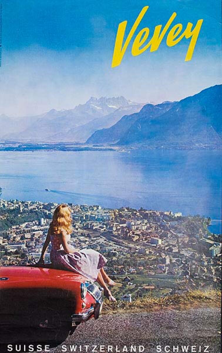 Vevey Original Swiss Travel Poster Scenic Photo