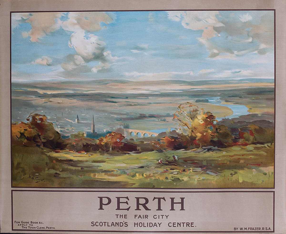 Perth Scotland The Fair City Original Vintage Travel Poster