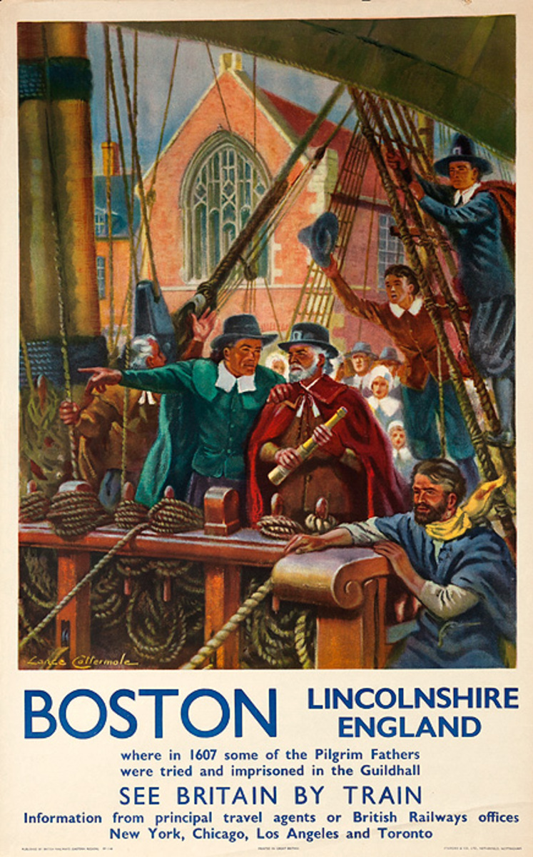 Boston Pilgrims Original Vintage British Travel Poster 
