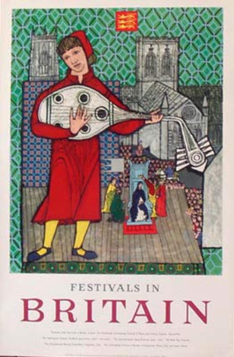 Original Vintage British Travel Poster Festivals in Britain