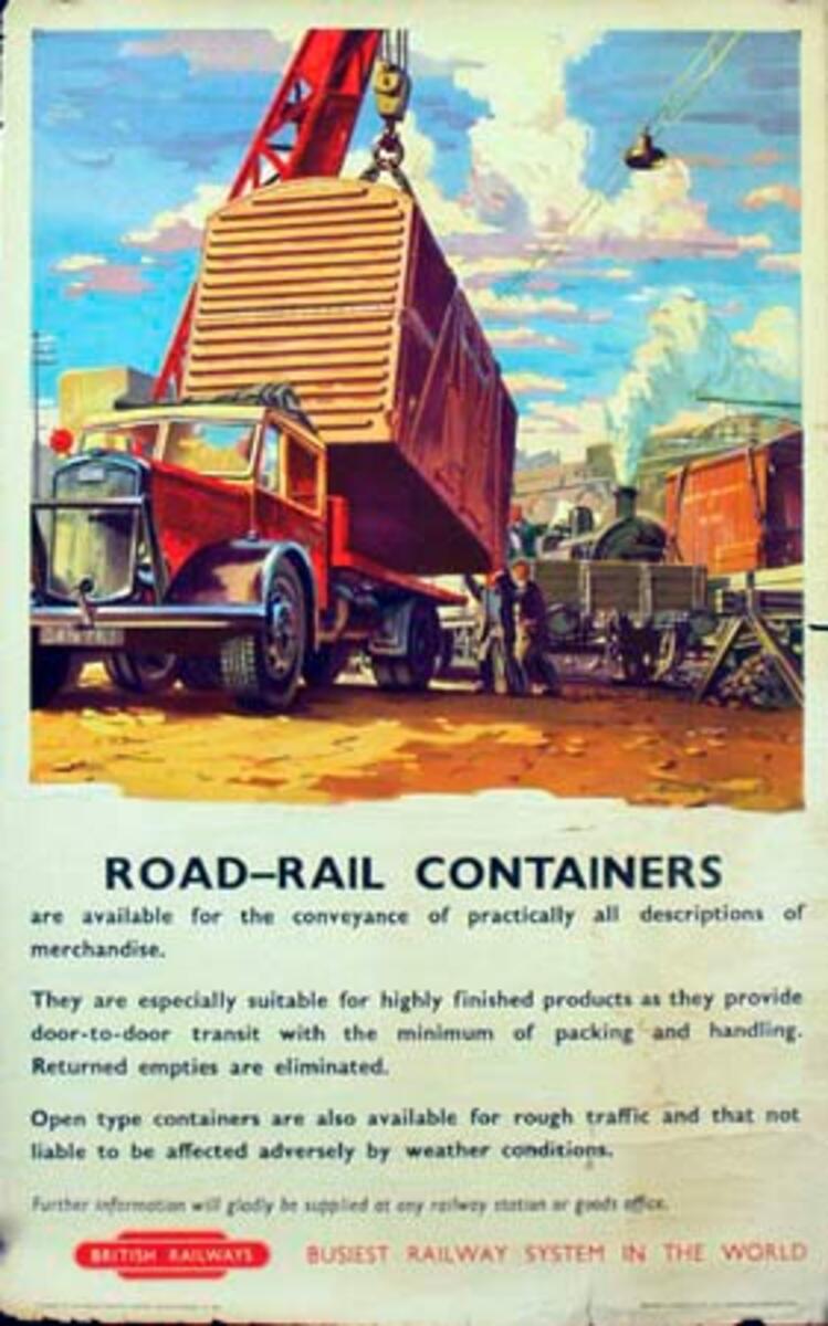British Rail Original Travel Poster Rail-Road Containers