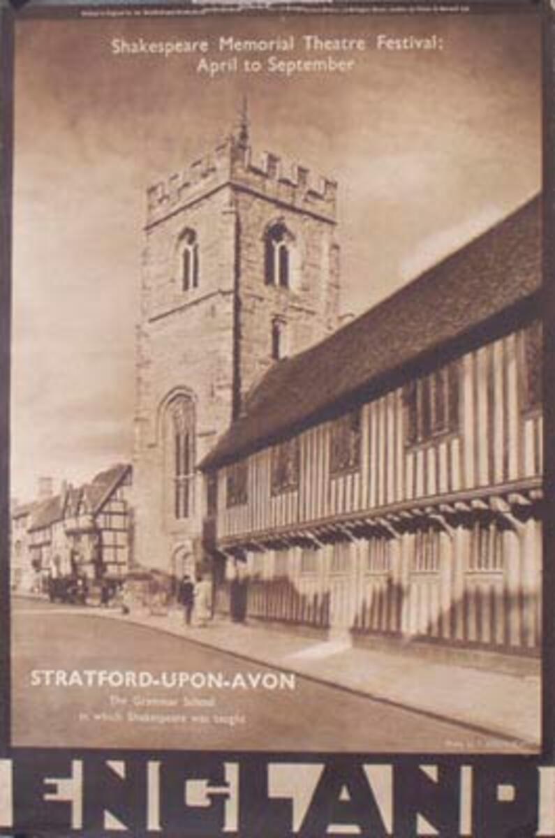 Original Vintage British Travel Poster England Stratford Upon Avon photo