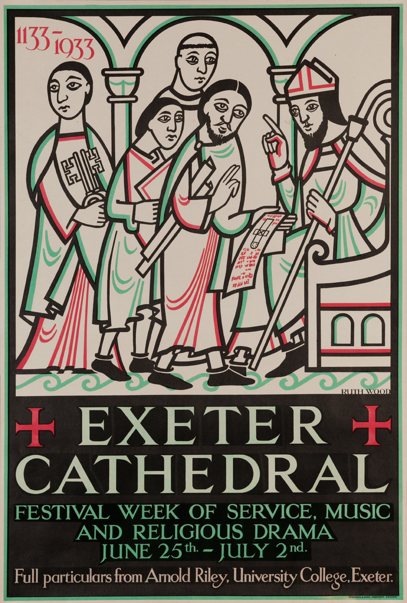 Exeter Cathedral Festival Week Original Vintage British Travel Poster