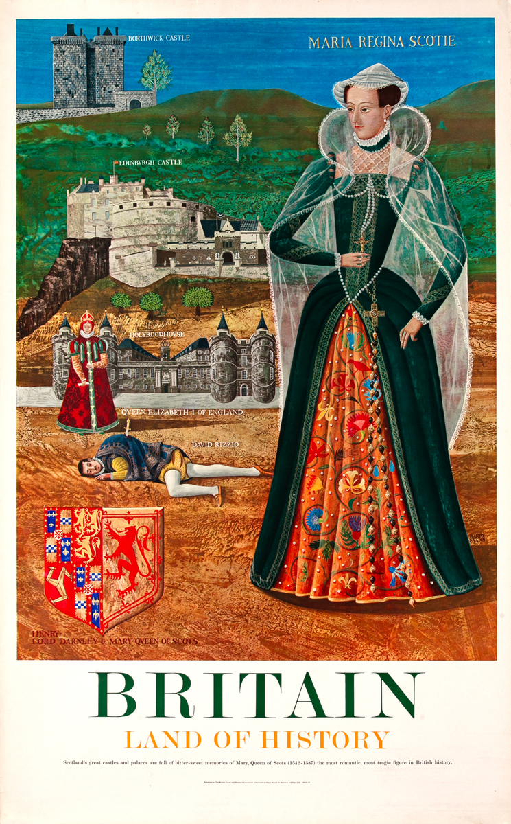 Land Of History Mary Queen of Scot's Original Vintage British Travel Poster 