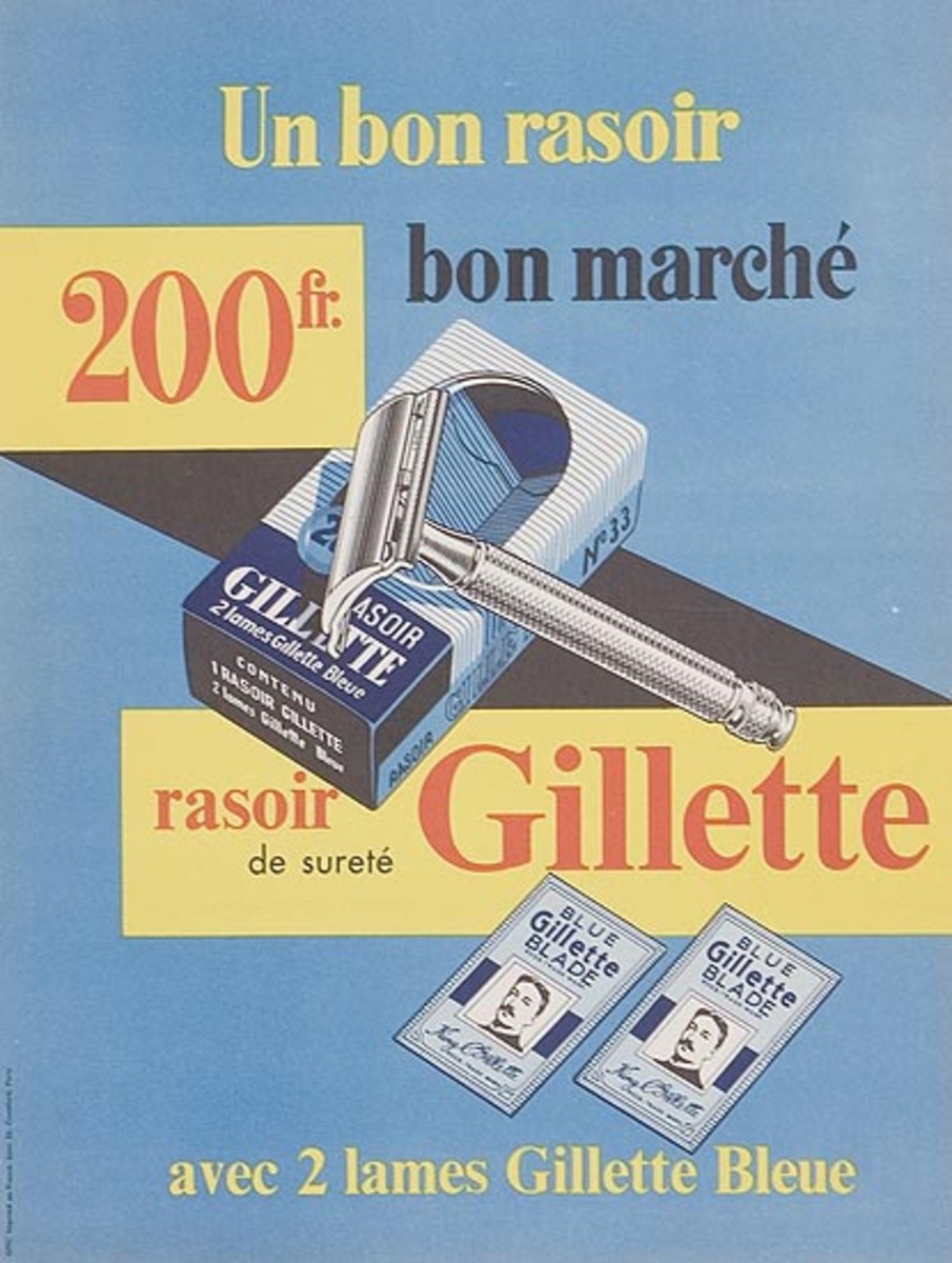 Gilette 200 fr Original Advertising Poster