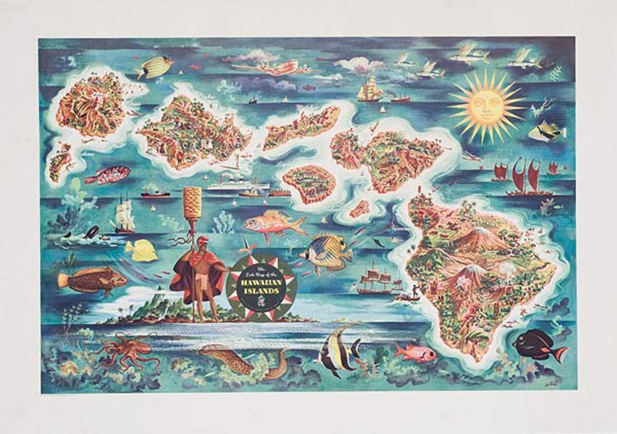 Dole Hawaii Islands Map Poster 