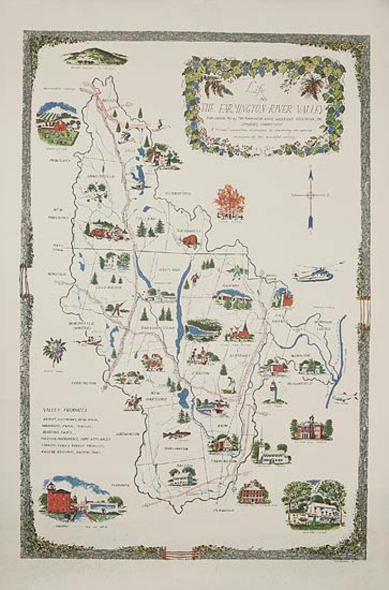 The Farmington River Valley Original Travel Tourism Poster