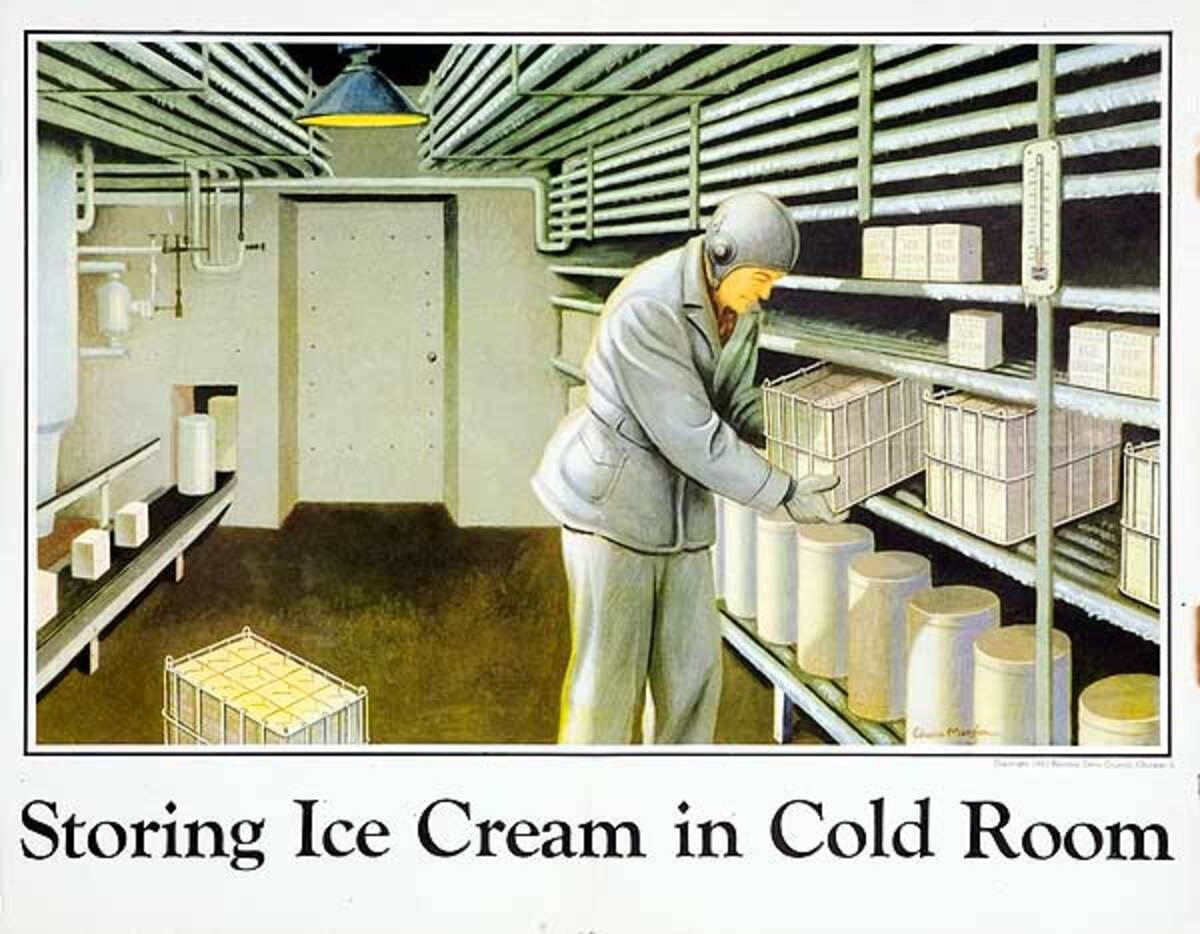 Storing Ice Cream In Cold Room Original National Dairy Council Milk Promotion Poster