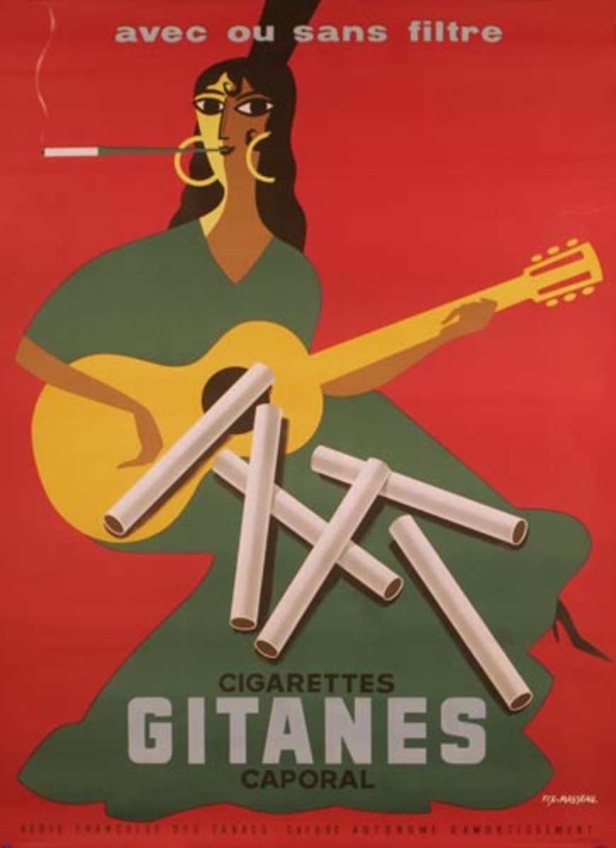 Original Gitanes Cigarette Poster Guitar