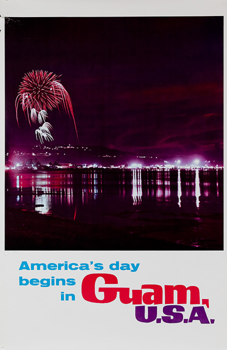 America's Day Begins in Guam USA Original Travel Night Fireworks Scene