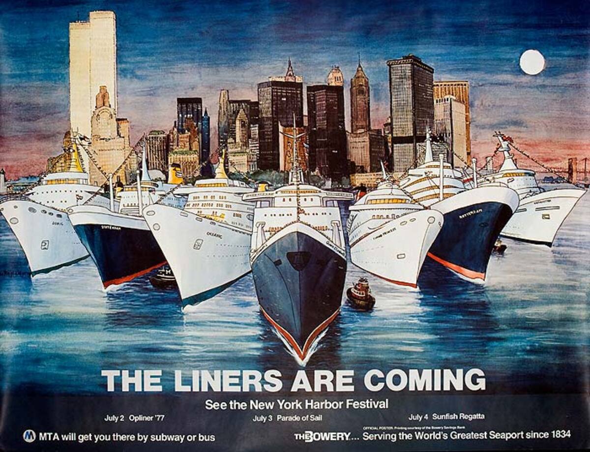 The Liners Are Coming Original New York Harbor Festival Poster