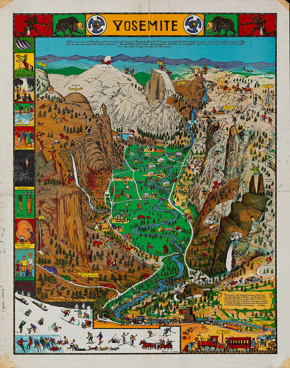 Jo Mora Yosemite Original Travel Poster Map