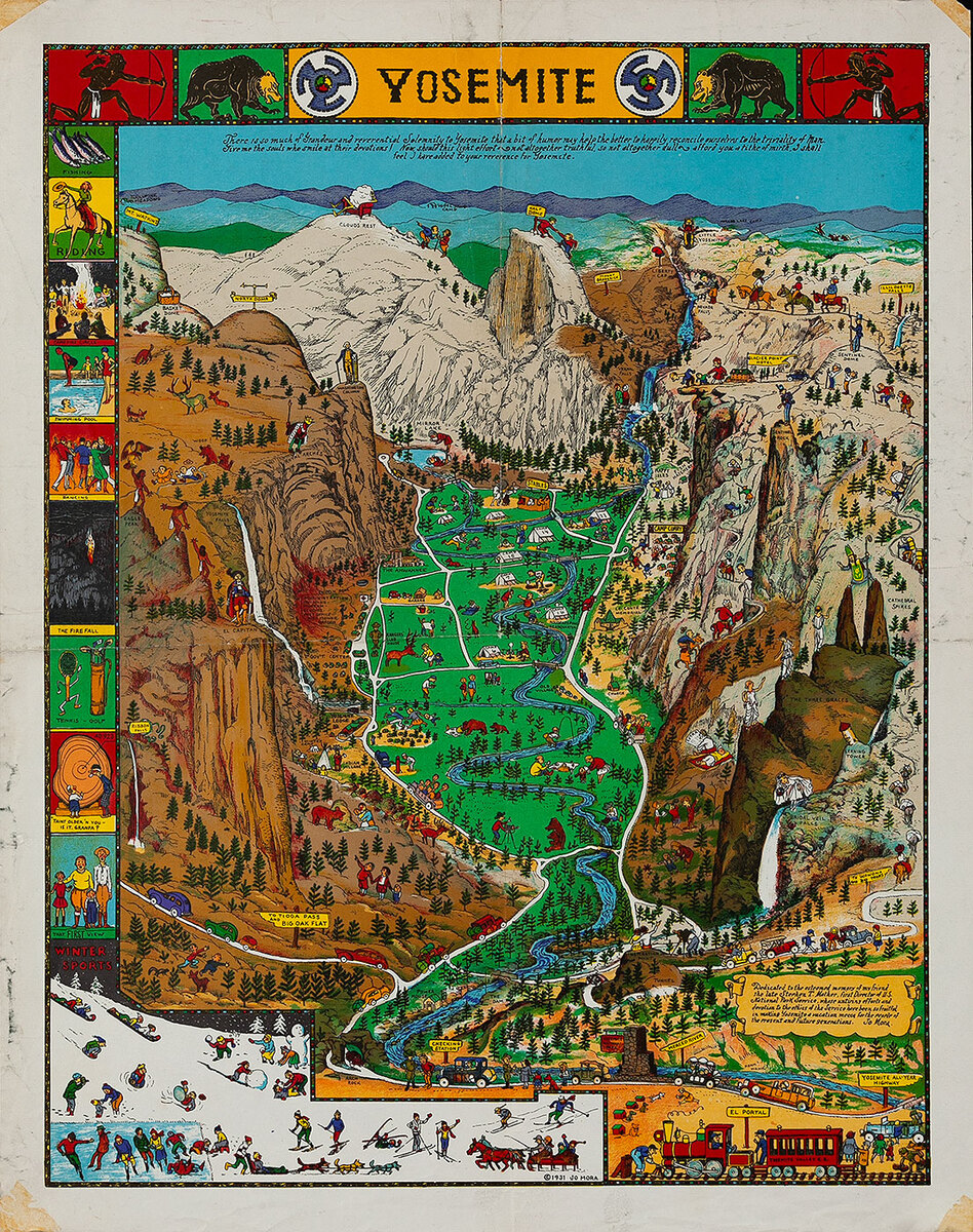 Jo Mora Yosemite Original Travel Poster Map