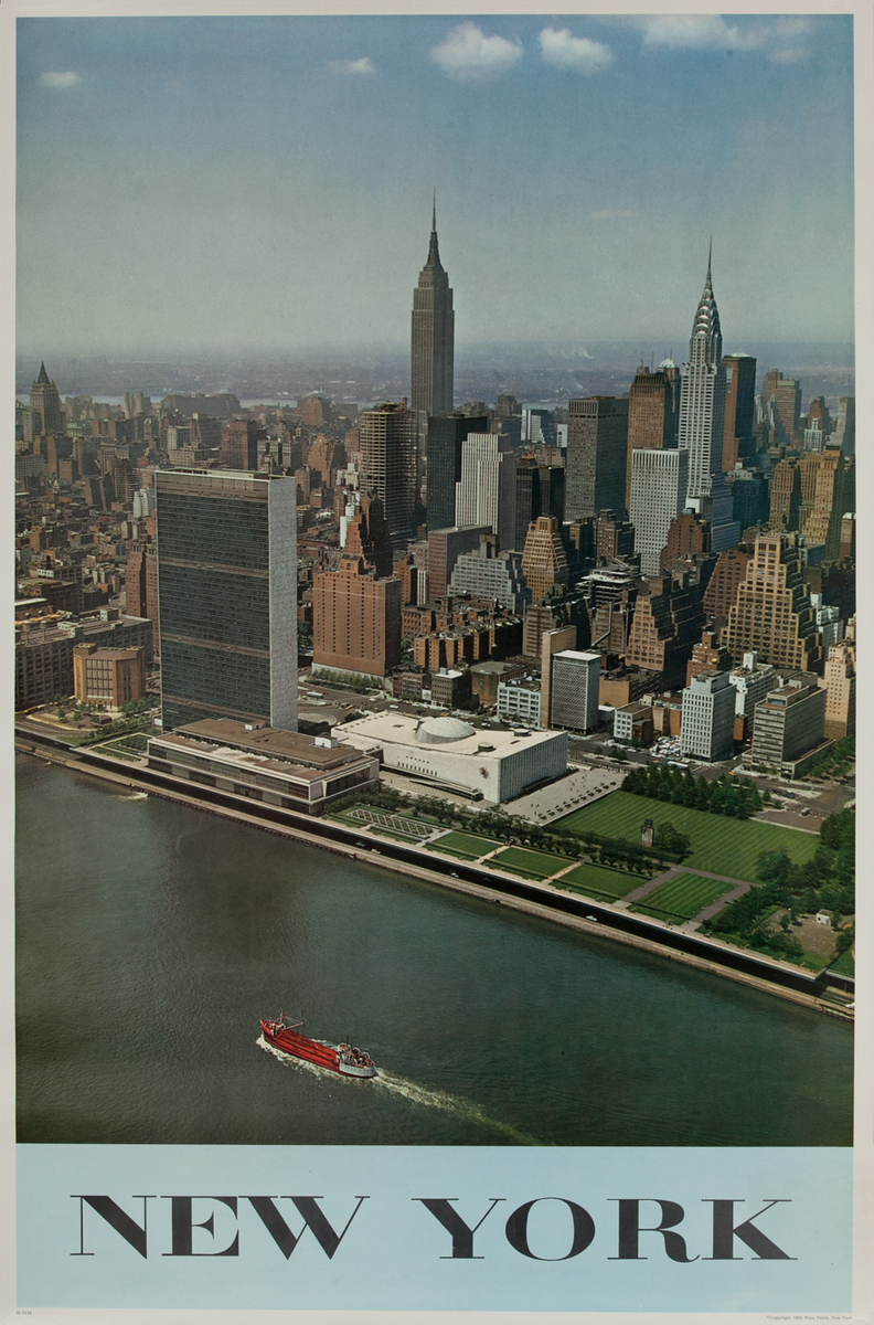 New York United Nations Aerial View Travel Poster