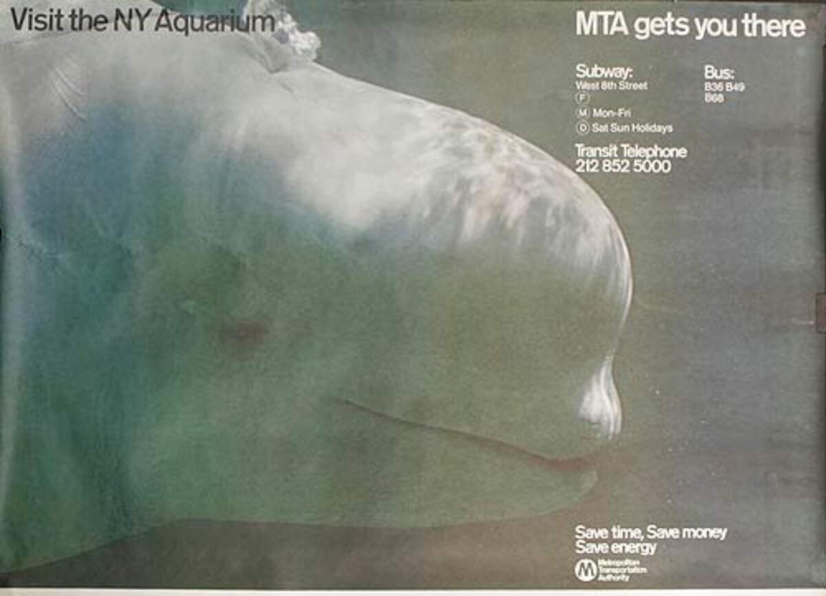 NY Aquarium MTA Original Subway Advertising Poster