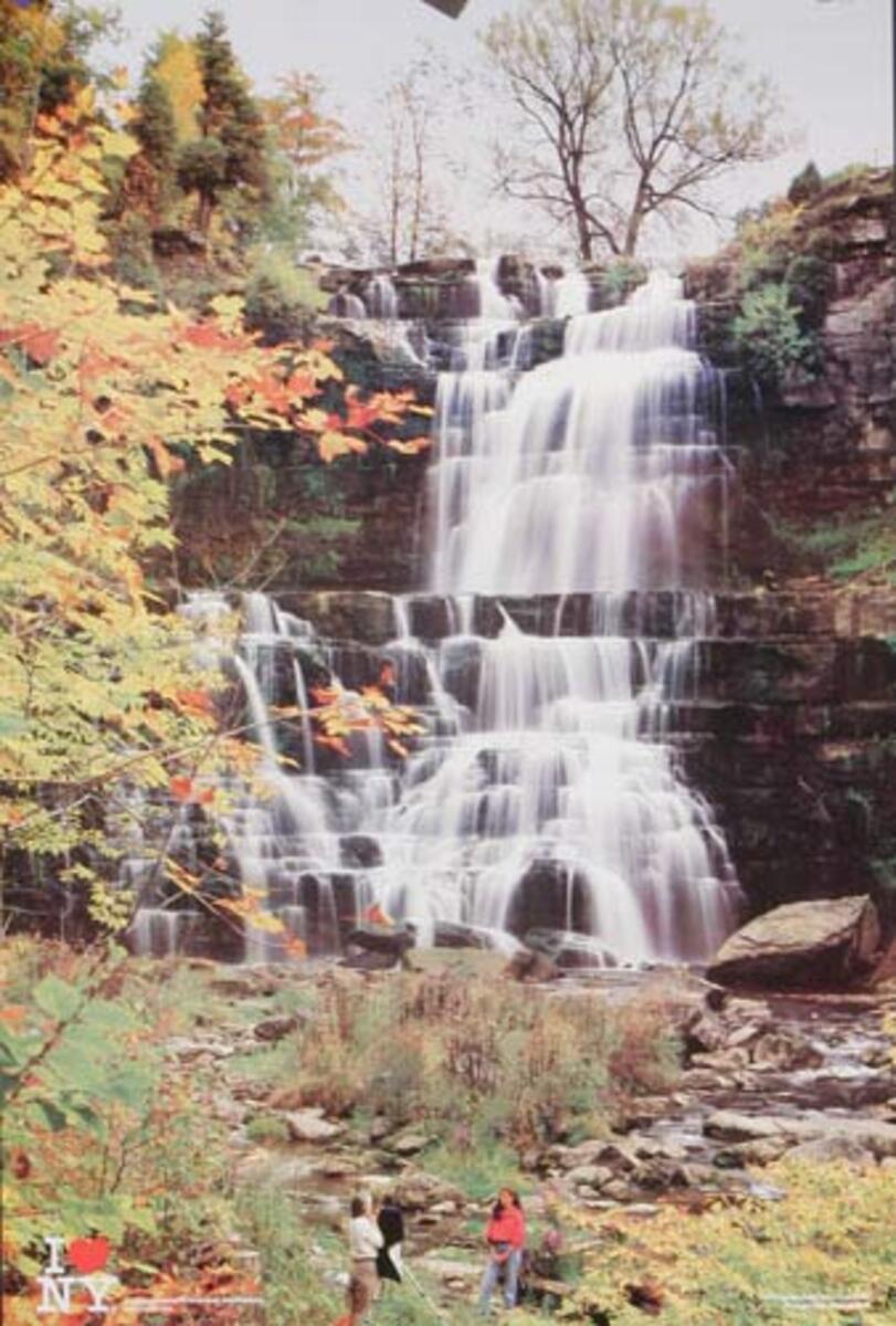 I Love NY Celebrates Waterfall Scene Original Travel Poster