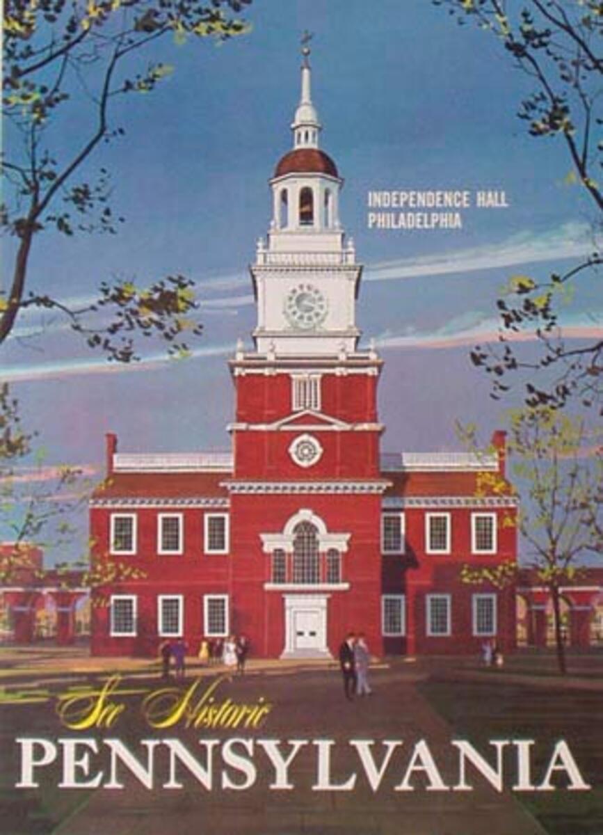 Original Vintage Pennsylvania Travel Poster Independence Hall