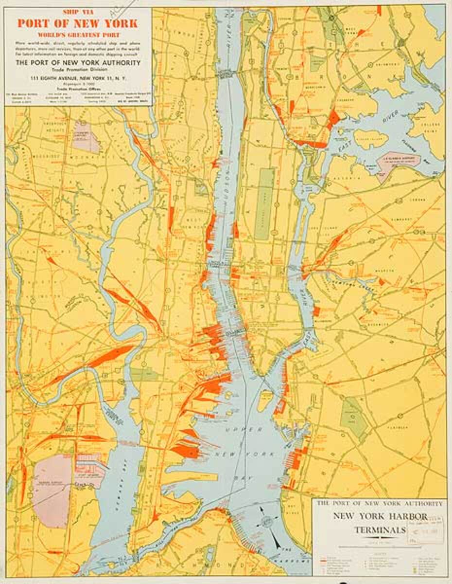 The Port of New York, Original Shipping Map Poster