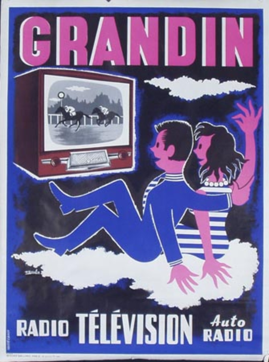 Grandin Television Original Vintage Early TV Advertising Poster