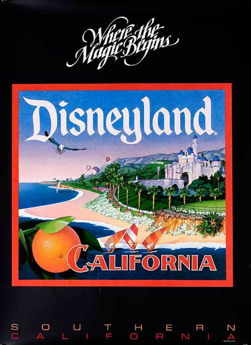 Where The Magic Begins Disneyland California Original Travel Poster