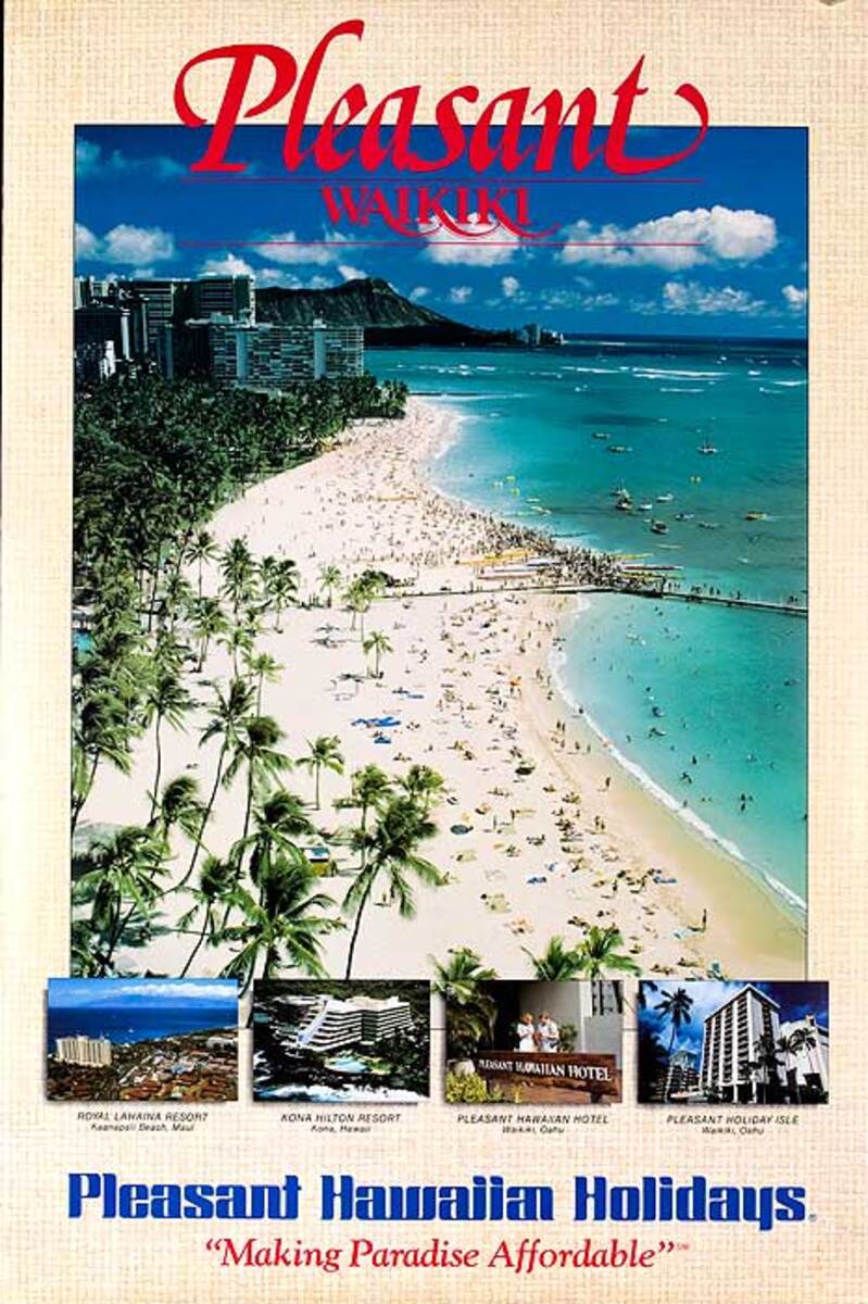 Pleaseant Waikiki Original Travel Poster