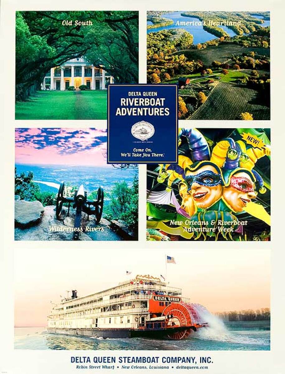 Delta Queen Riverboat Adventures Original American Travel Poster