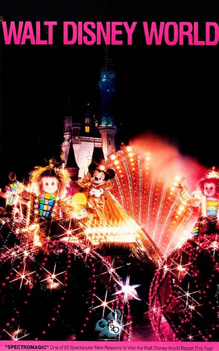 Walt Disney World Original American Travel Poster Fireworks