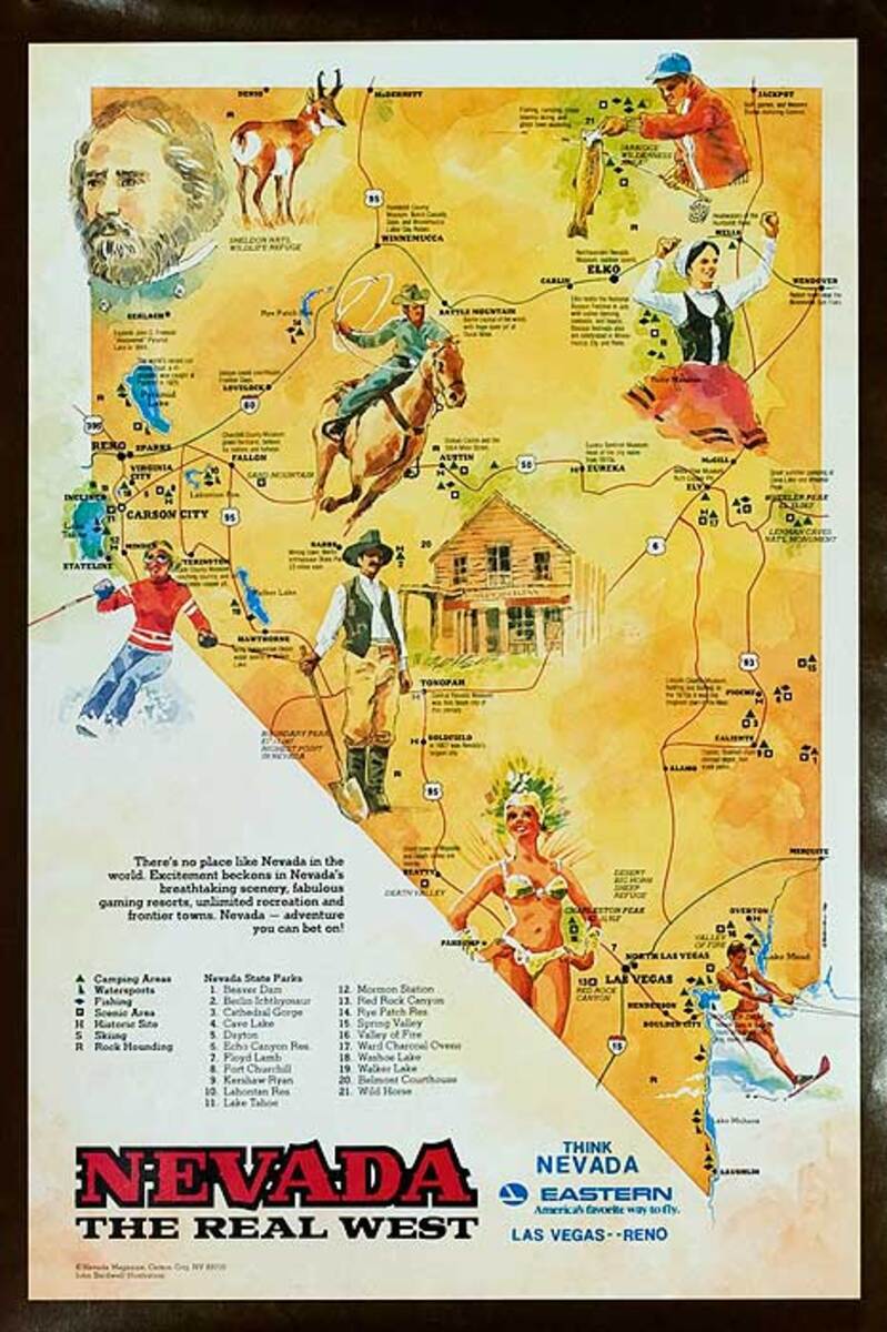 Nevada The Real West Original Eastern Airlines Travel Poster