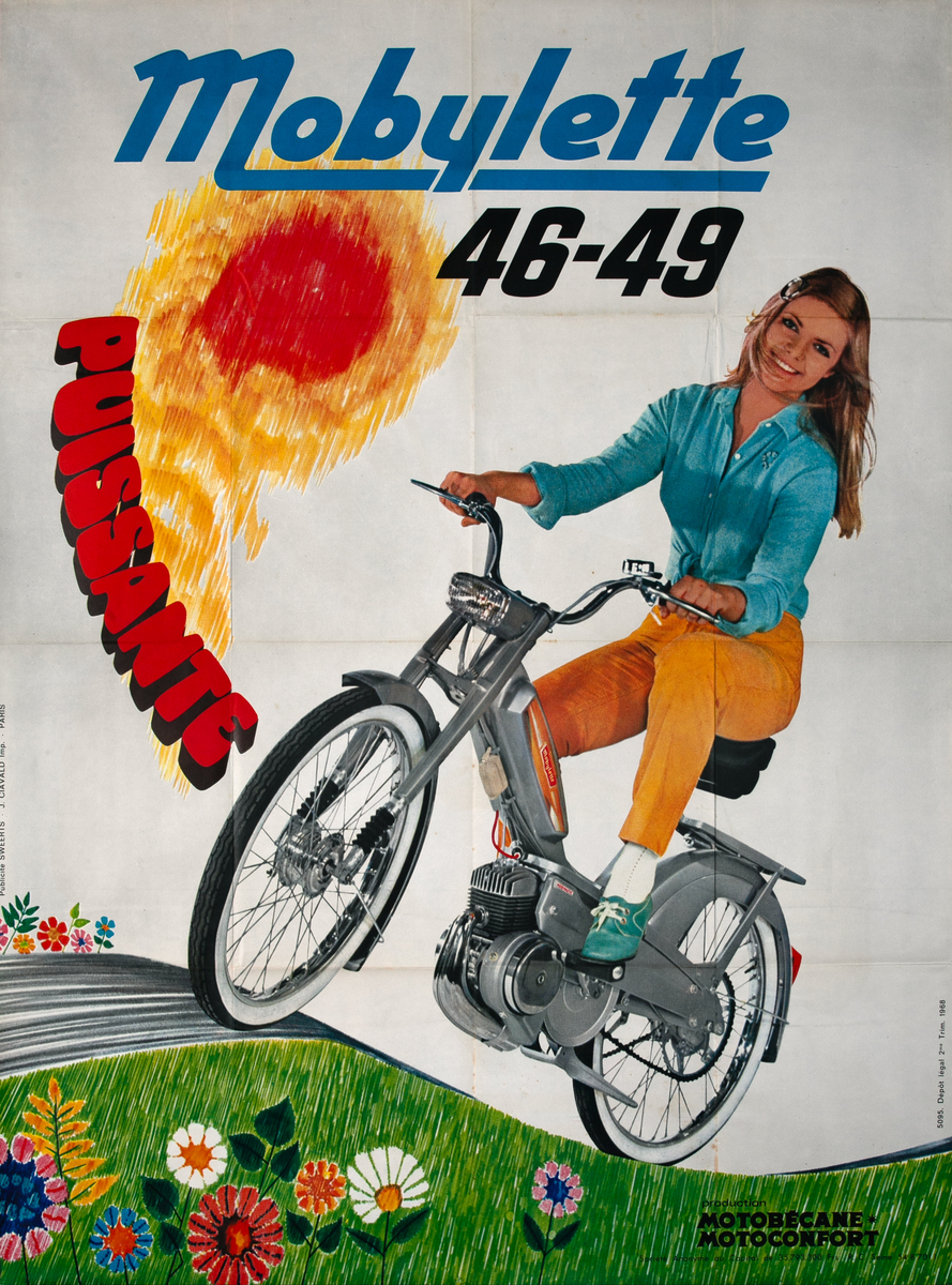 Mobylette Scooter Original Vintage Poster
