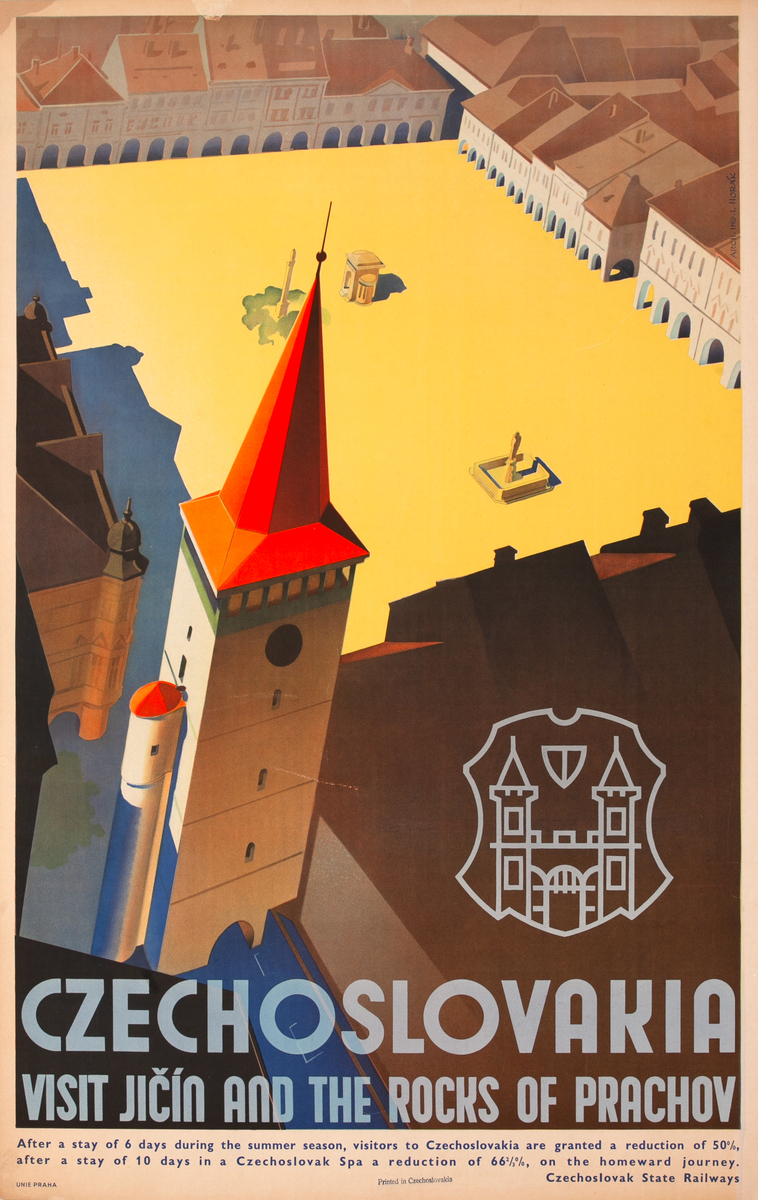 Czechoslovakia Visit Jicin and the Rocks of Prachov Original Travel Poster