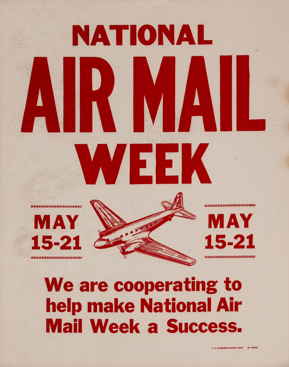 Original Vintage Air Mail Week Poster
