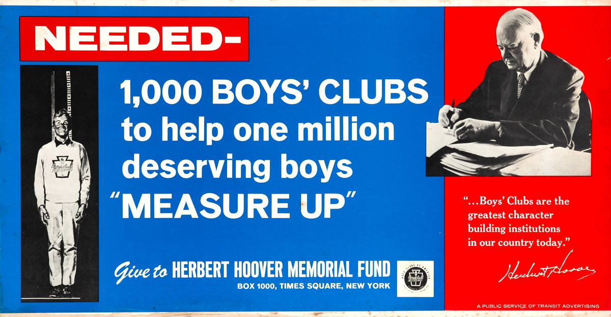 Needed - 1,000 Boys' Clubs Original Boys Clubs of America Poster